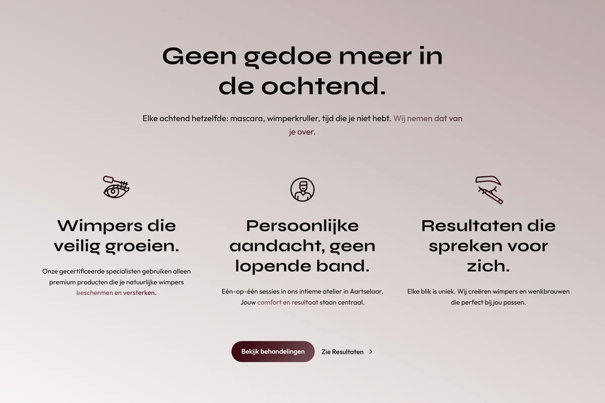 The copy, on the live site